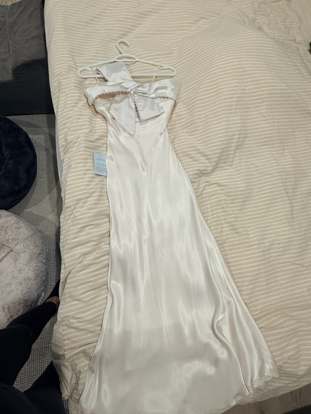 Anthropologie Cream Satin Slip Dress